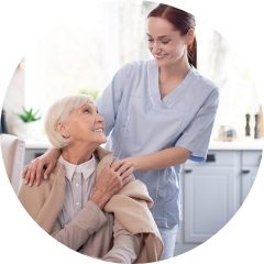 caregiver with an elderly woman