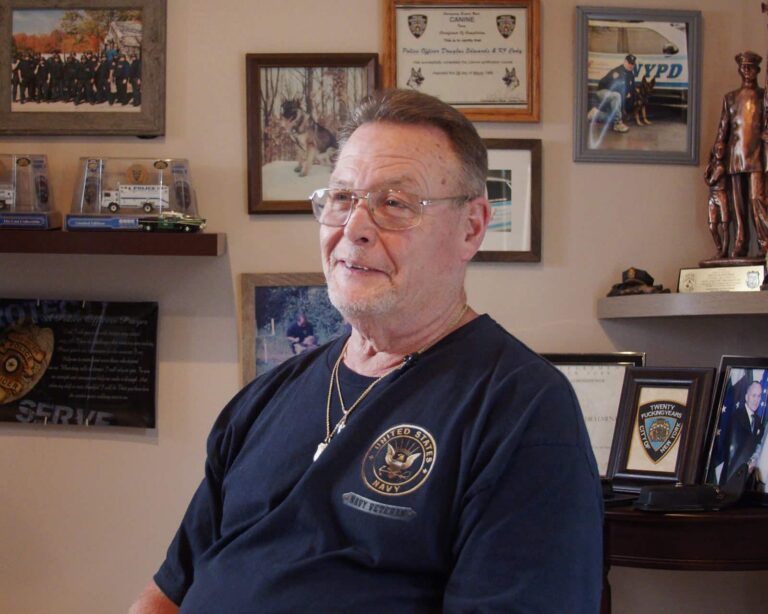 Veteran being interviewed about his walk-in tub