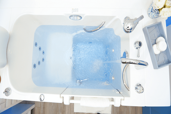 walk-in tub with a rapid fill faucet