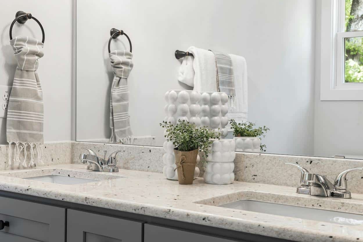 bathroom sink lit with natural light