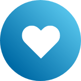 blue icon with a heart
