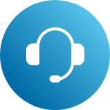 blue icon with an operator headset