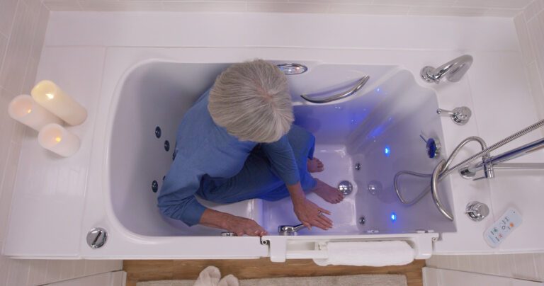 woman easily latching the tub door