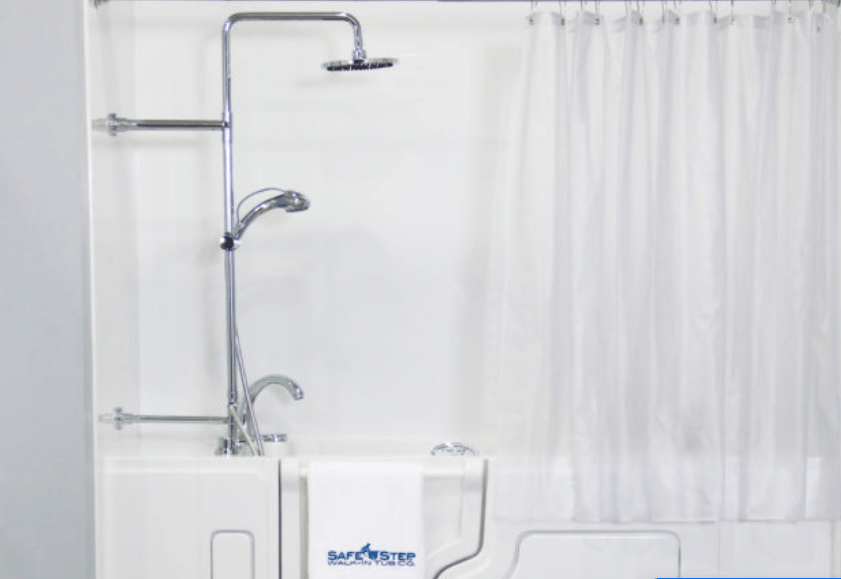 rainfall shower head with a shower curtain