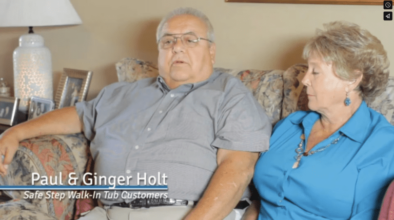 Paul and Ginger Holt being interviewed about their walk-in tub