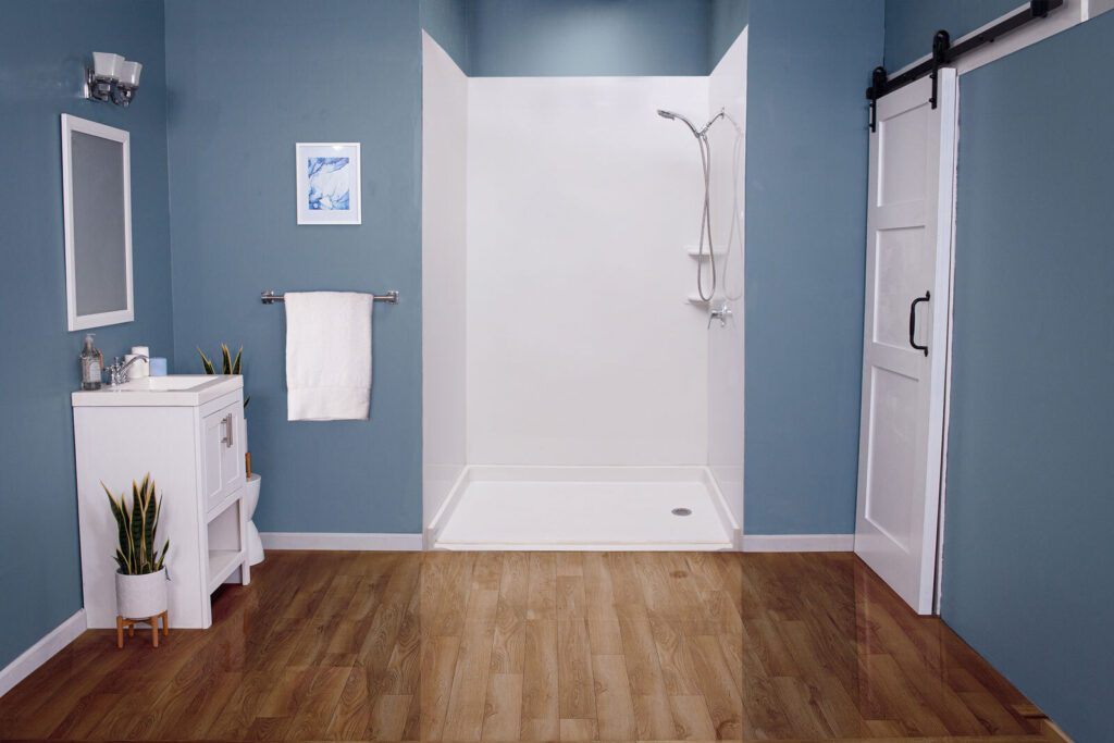 walk-in shower with no threshold