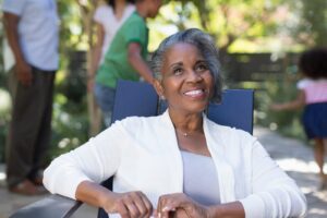 Woman sitting outside