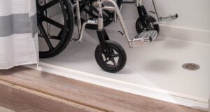Wheelchair-accessible shower base