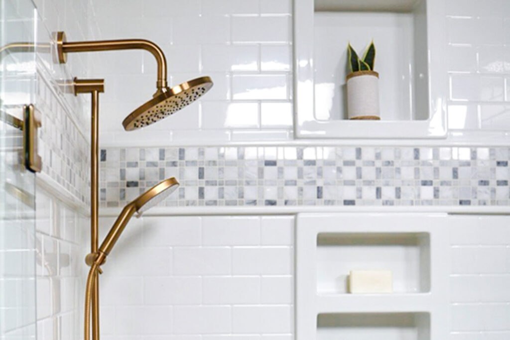 tile accents in walk-in shower Safe Step
