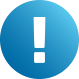 blue icon with an exclamation mark
