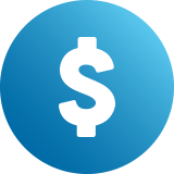 blue icon with a dollar sign